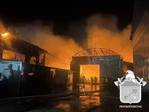 В Ленобласти произошел крупный пожар на складе красок